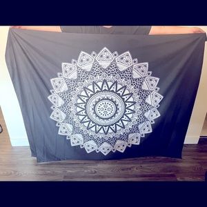 Black and White Mandala Tapestry
